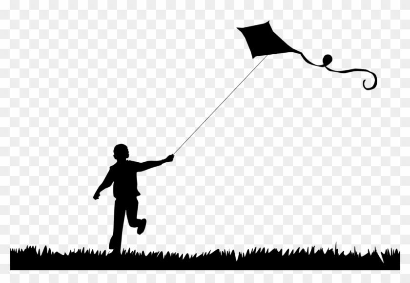 Boy Flying Kite Silhouette - Boy Flying Kite Silhouette #389644