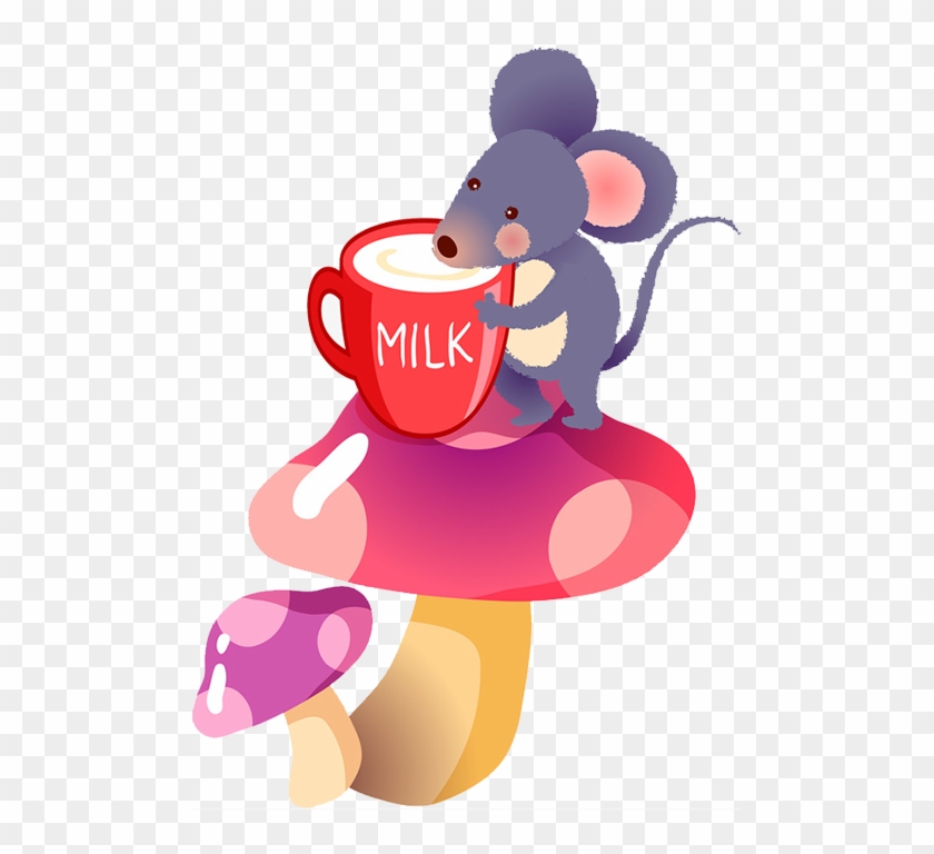 卡通手绘喝奶的松鼠 - Cartoon #389980
