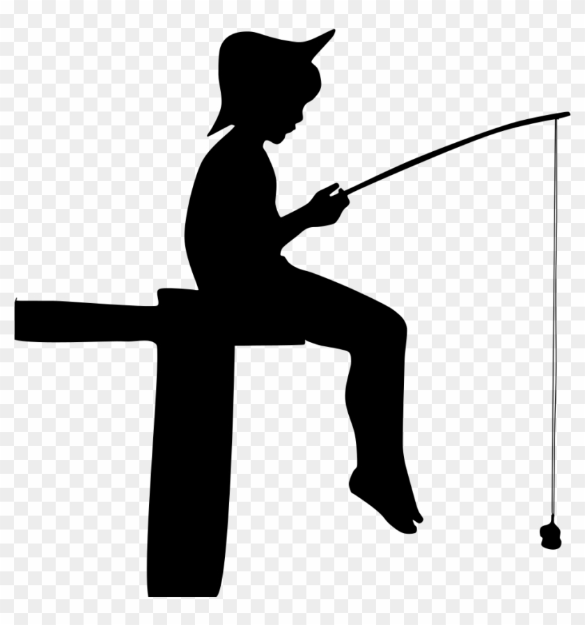 Fishing Boy Silhouette - Boy Fishing Silhouette #390034