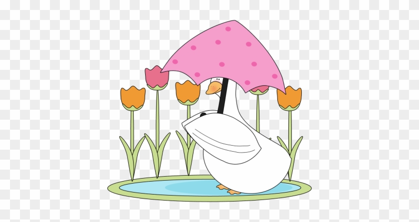 Duck Sitting In A Water Puddle - Ducks With Umbrellas Clipart #390052