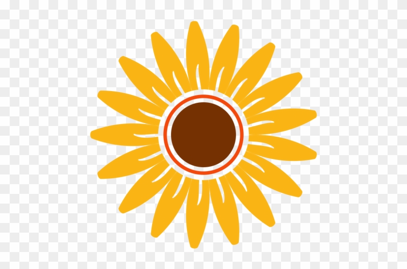 Flat Sunflower Head Illustration Transparent Png - Flower Designs #390061