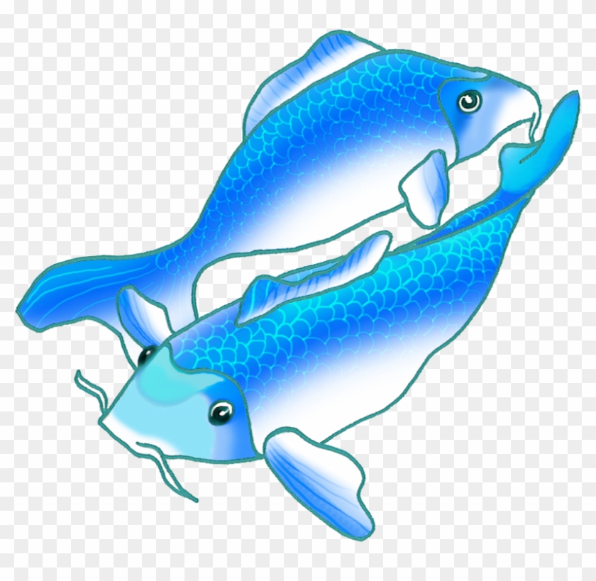 Two Blue Koi Fish Swimming - Blue Koi Fish Gif #390243