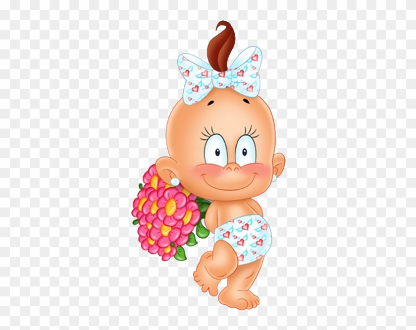 Baby With Flowers - Baby Flower Girl Cartoon #390310
