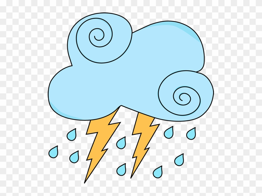 Swirly Blue Cloud With Lightning And Rain Clip Art - Rain Cloud Clip Art #390324