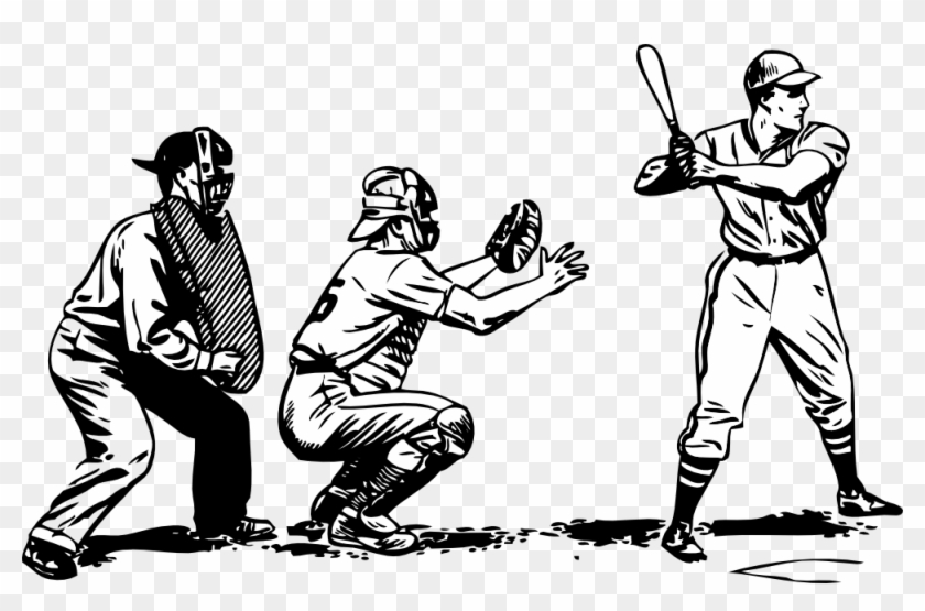 Baseball At Bat Black White Line Art 999px 181 - Playing Baseball Black And White #390325
