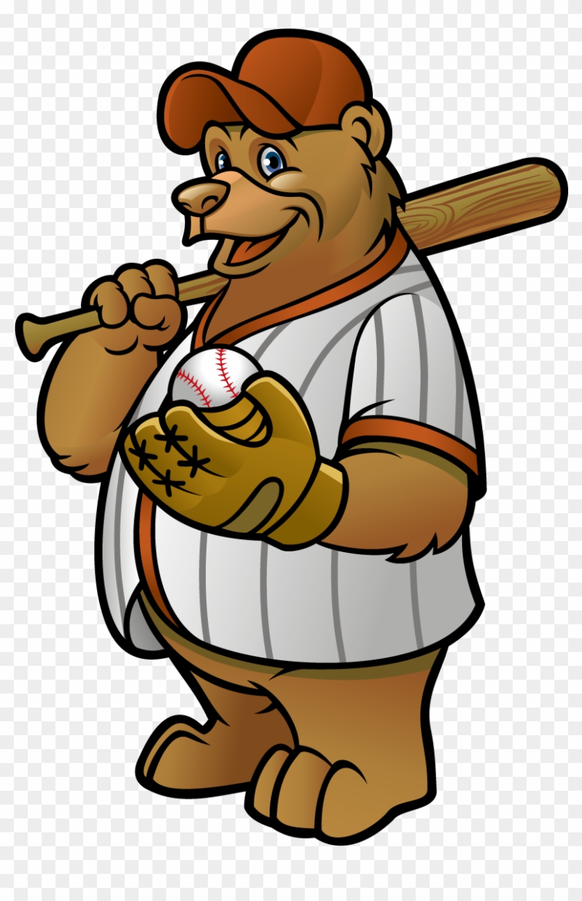 Bear Baseball Cartoon Clip Art - Bear Baseball Cartoon Clip Art #390487