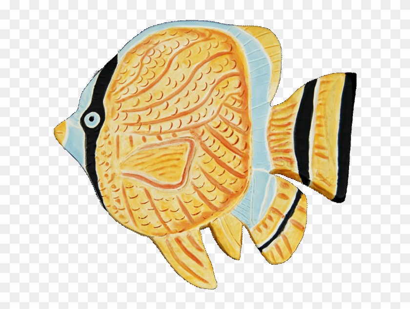 Small Free Form Ceramic Tile Of Tropical Fish In Yellow - Tile #390456