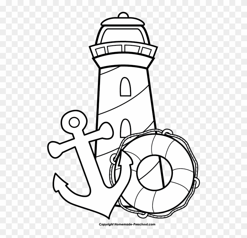 Anchor Clip Art Black And White Lighthouse - Free Lighthouse Clipart Black And White #390459