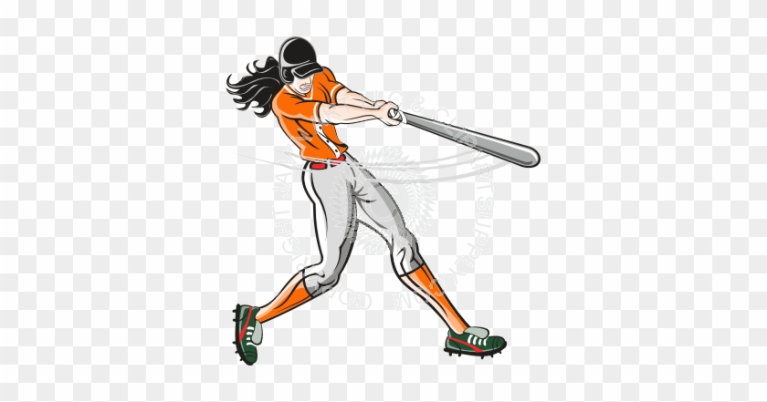 Softball Player Swinging Bat #390508