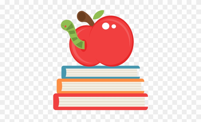 Books And Apple Clipart - Miss Kate Cuttable School #390584