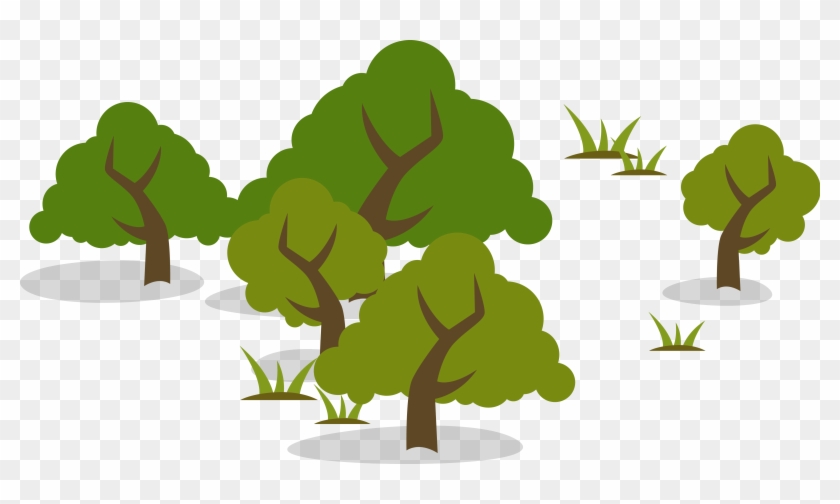 Stylized Illustration Of Five Trees And Other Vegetation - Education #390613