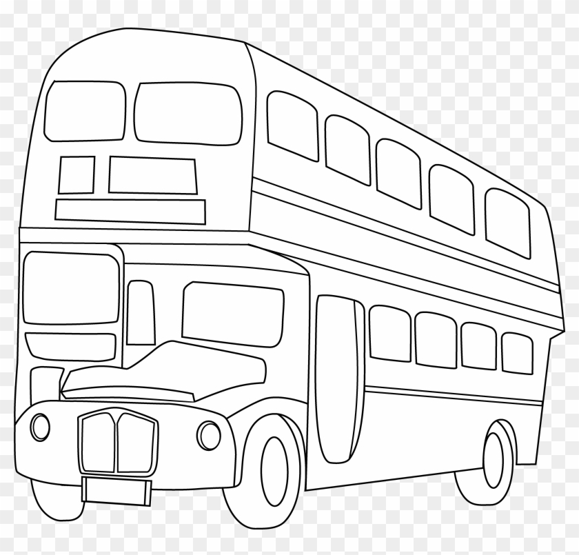 School Bus Black And White Double Decker Bus Clipart - Double Decker Bus Drawing Png #390875