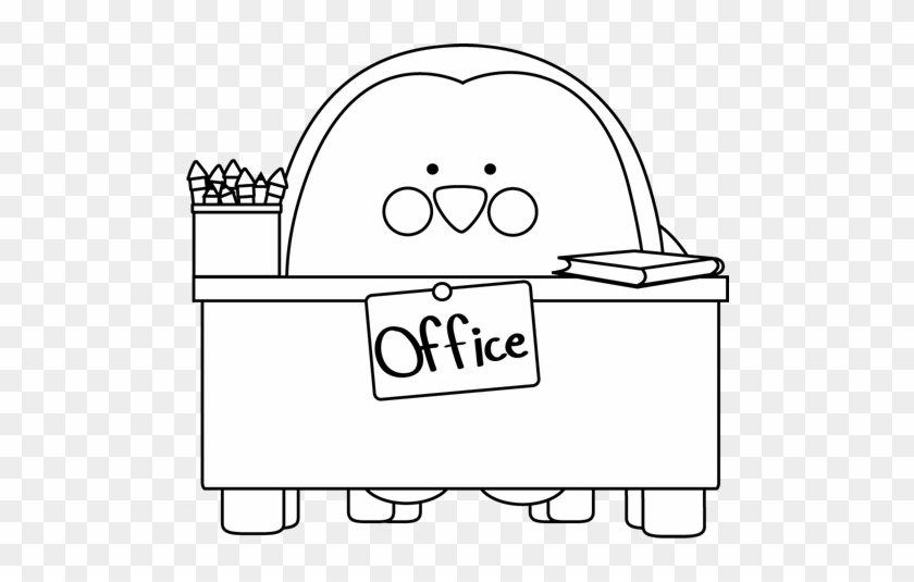 Black And White Office Penguin Clip Art - Office Clipart Black And White #390920