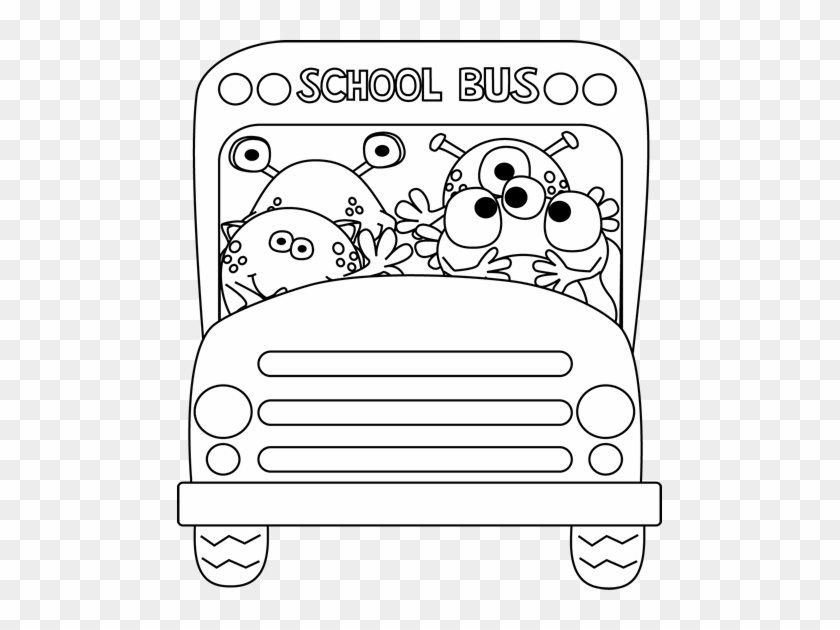Black And White Monster School Bus - Free Back To School Clipart Black And White #390925