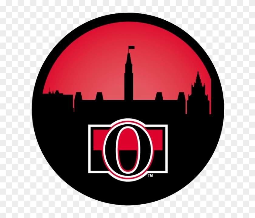 Ottawa Skyline Puck - Indoor Ottawa Senators Uniform Inspired Starter Rug #391097