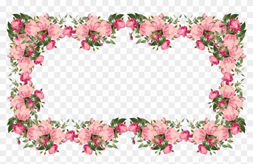 Frame Clipart Pink Rose - Transparent Flower Border Clipart #391280
