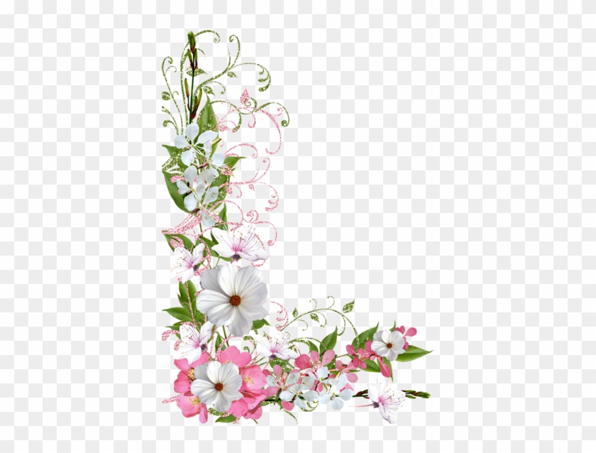 Pink And Green Spring Decor Png Picture Clipart - Flower Border Png #391288