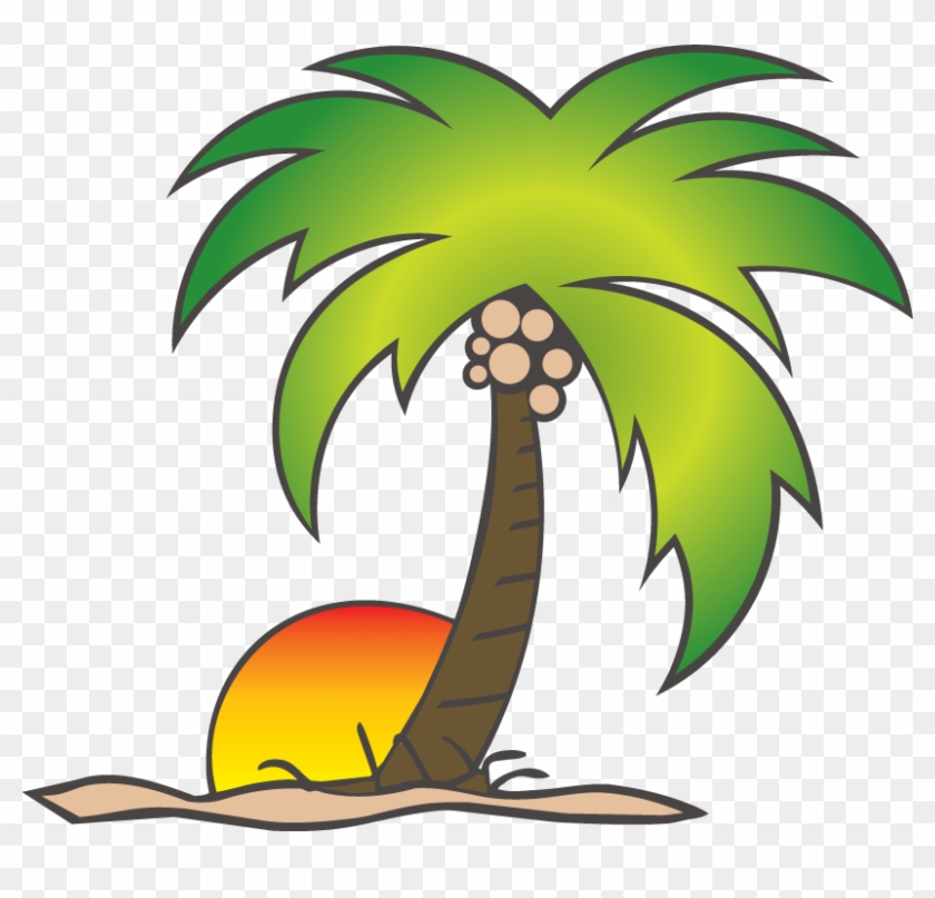 Cartoon Coconut Tree Png - Sun And Palm Tree Png #391683