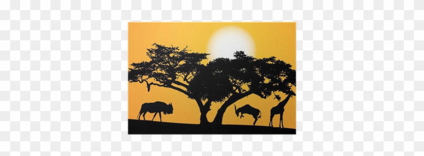 Exotic Trees And Animals, Set Vector Poster • Pixers® - Il Budda Sono Io. Incontro Con Il Buddismo Di Nichiren #391966