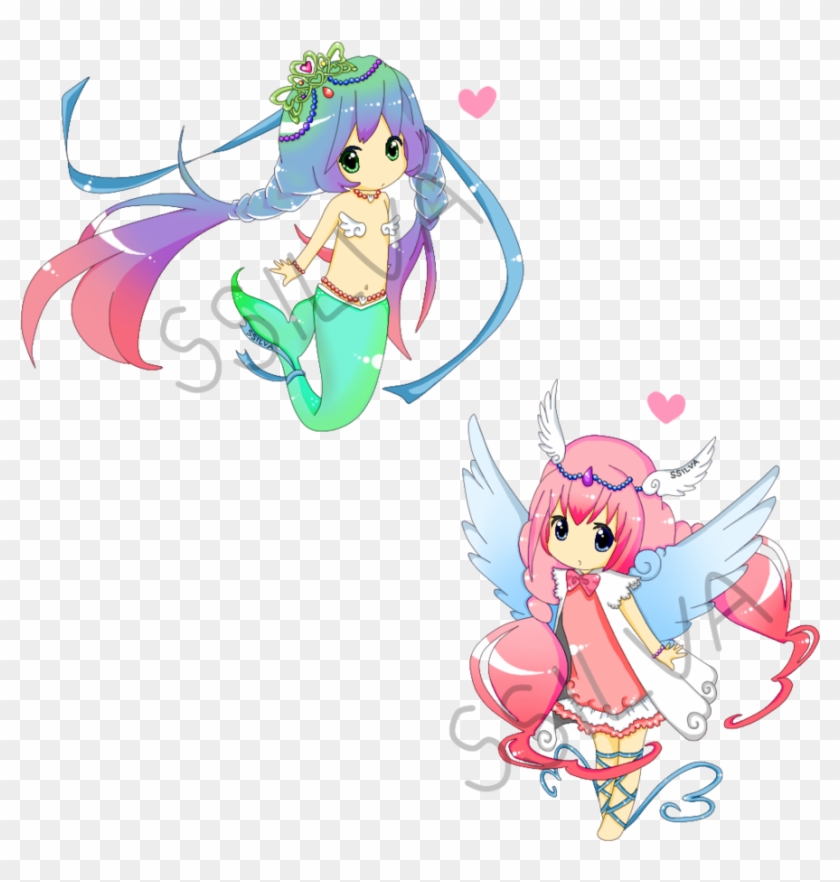 Mermaid And Angel Chibi Auction - Anime Angel Chibi Png #392680