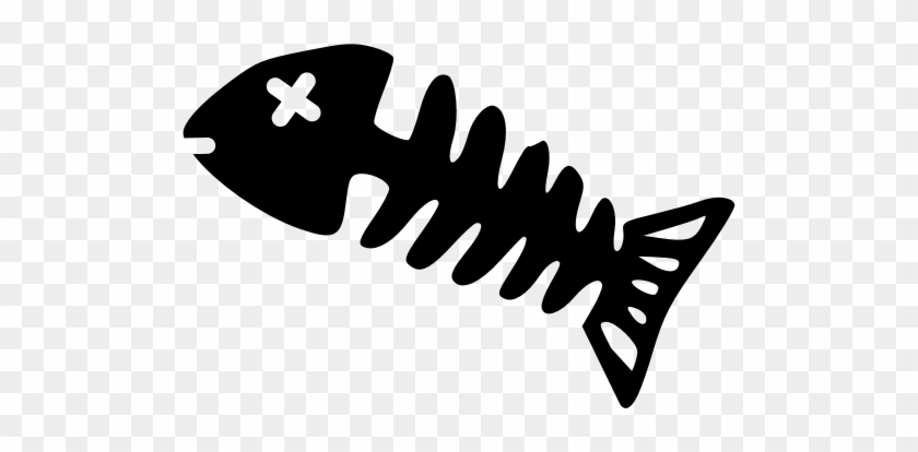 Simple Fish Skeleton Silhouette Clipart - Fish Skeleton Clip Art #392969