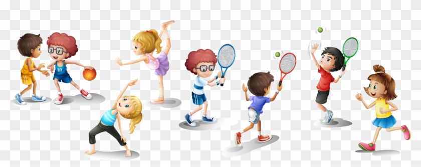 Physical Exercise Child Clip Art - Children Cartoon Play Sport Png #393344