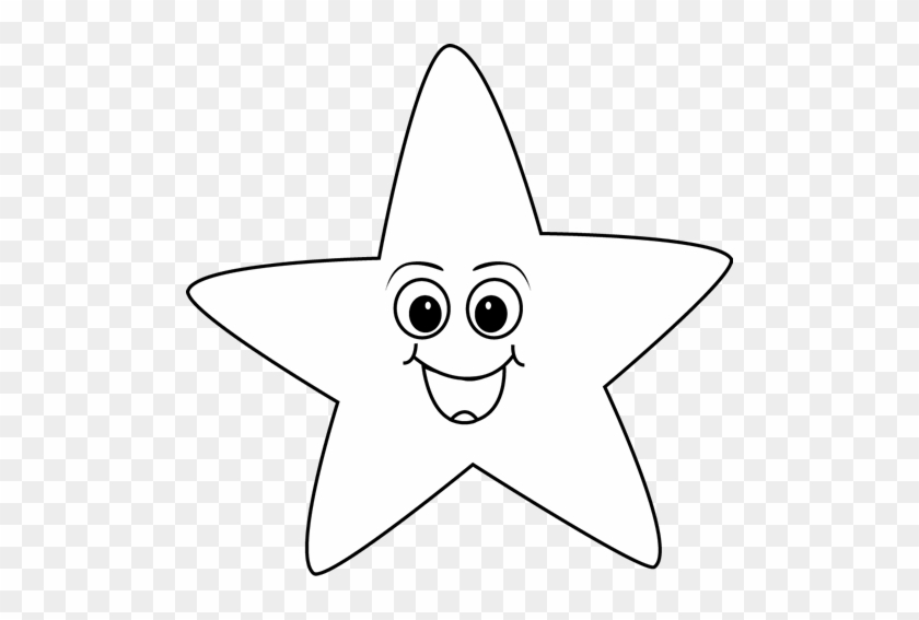 Black And White Happy Face Star Clip Art - Black And White Happy Face #393515