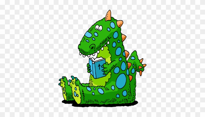 Bible Reading Dinosaur - Dinosaur Reading Clipart #393545