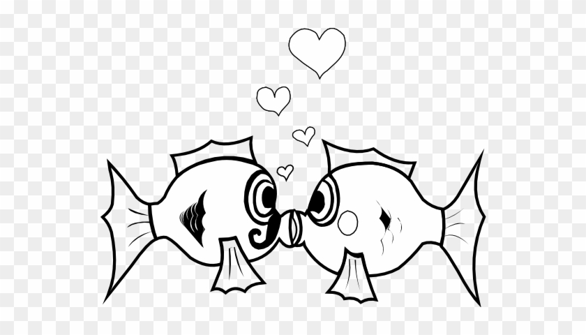 Fish Love Sheet Page Black White Clipartist - 2 Fish Clipart Black And White #393940