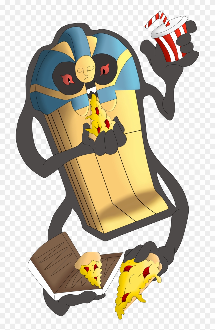 Cofagrigus Eating Pizza Coloured By Lunastralis - Cartoon #393972