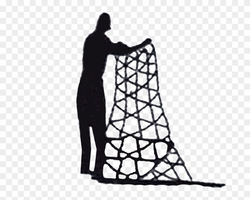 fisherman with net clipart black