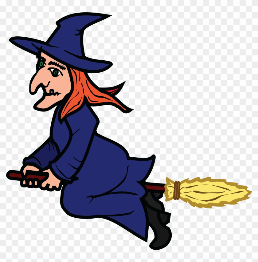 Free Clipart Of A Flying Witch - Witch On A Broomstick Clipart #394165