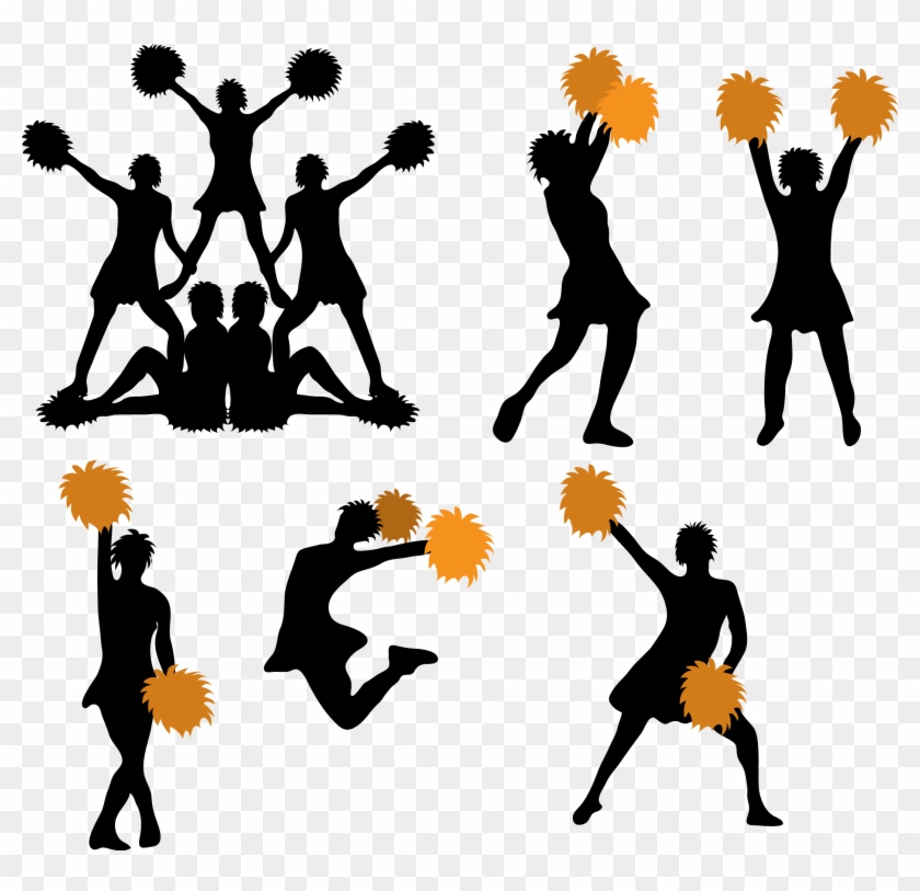 Cheerleading Pom-pom Silhouette - Cheerleaders Vector #394589