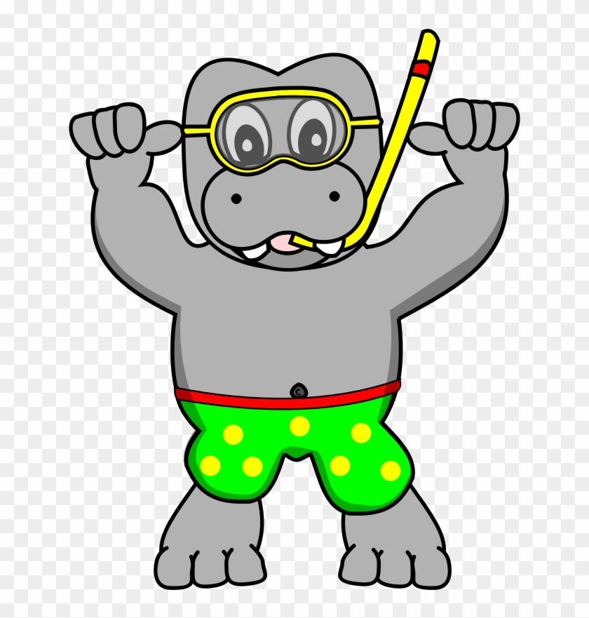 Clipart - Snorkelinghippo - Hippo Snorkeling #395143