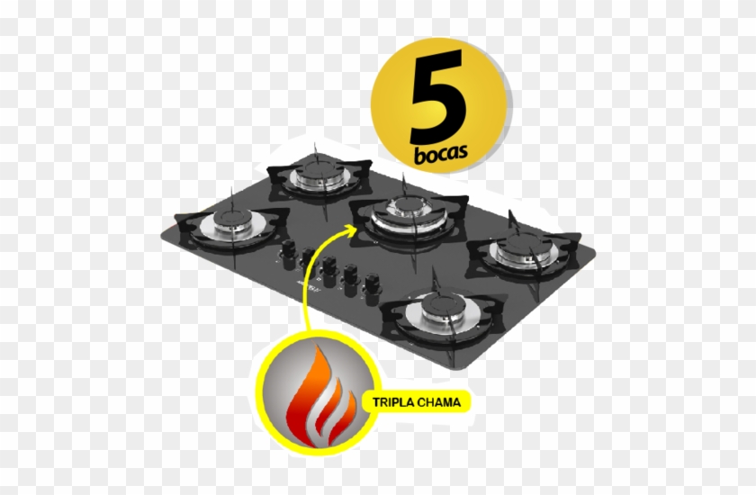 Cooktop 5 Bocas Nv5 Tc Inox Glp - Cooktop Vidro Branco Flange Inox 5 Bocas Nardelli #395583