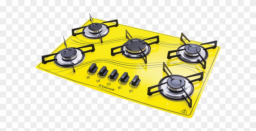 Beleza E Sofisticação Surpreendentes - Fogão Cooktop Safanelli Amarelo 5 Bocas P/ Gás De Botijão #395598