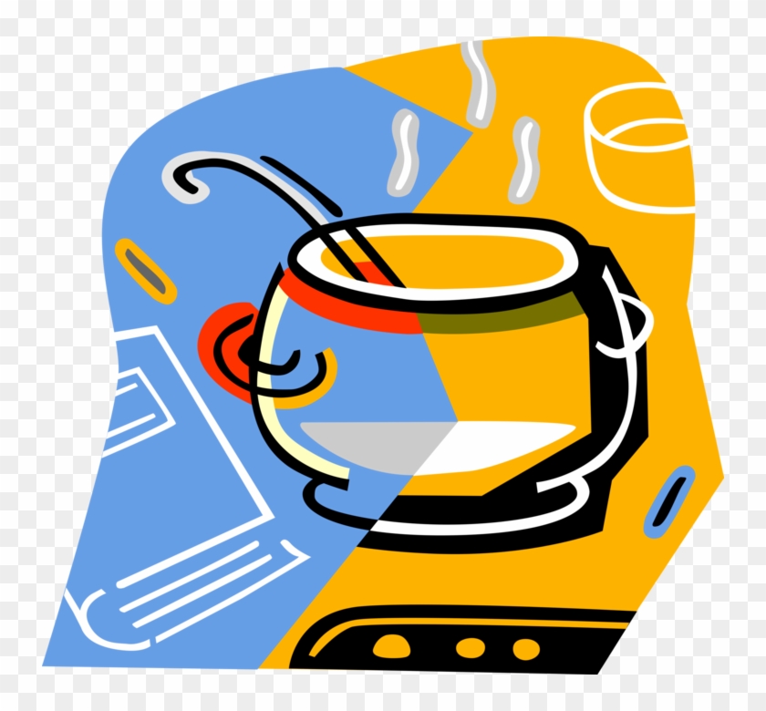 Vector Illustration Of Soup Pot With Ladle Cooking - Soup #395605