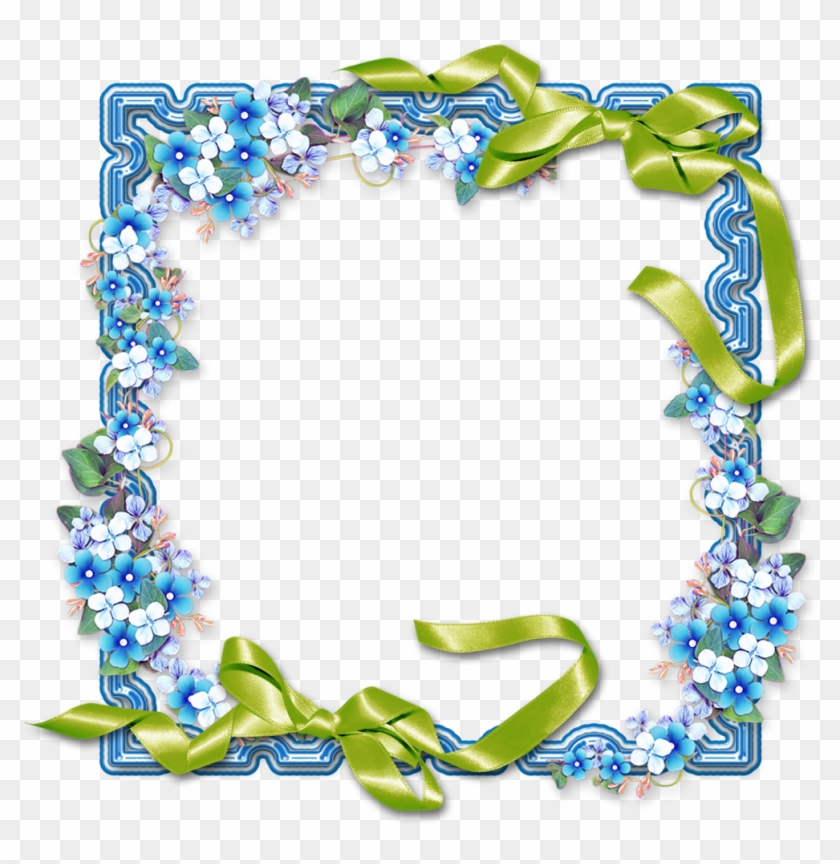 Фото, Автор Bzikolya На Яндекс - Blue Transparent Png Flower Frame #395619