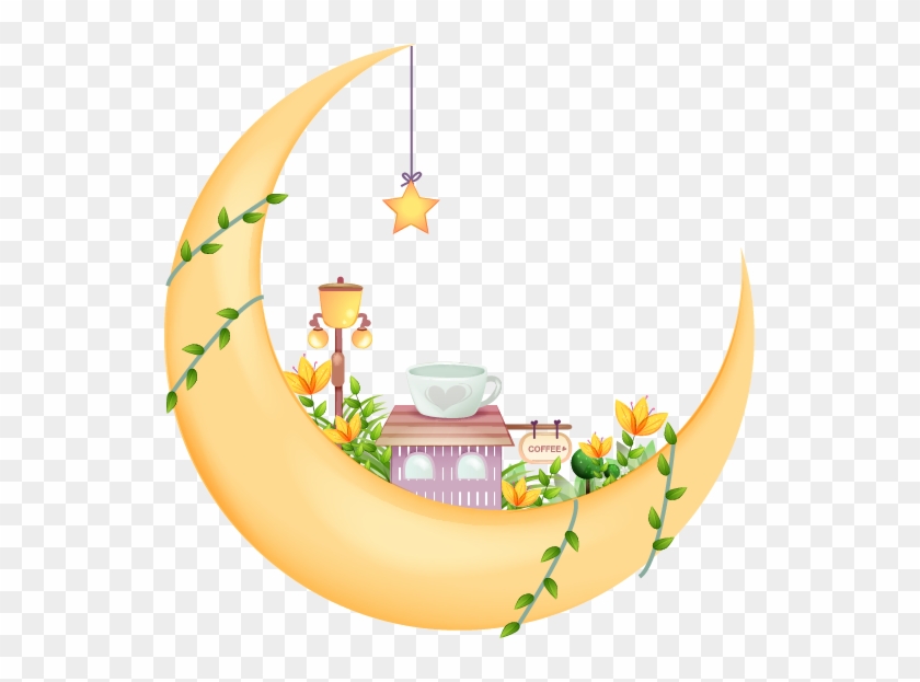 Cute Cartoon Moon Ship Vines - Cute Cartoon Moon Ship Vines #395691