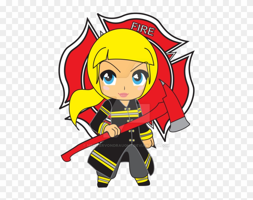 Blonde Girl Firefighter Chibi On Deviantart Png Girl - Firefighter Girl Cartoon #395734