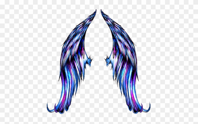 Colorful Wings Tattoo Design - Angel Wings Drawing Colour #395869