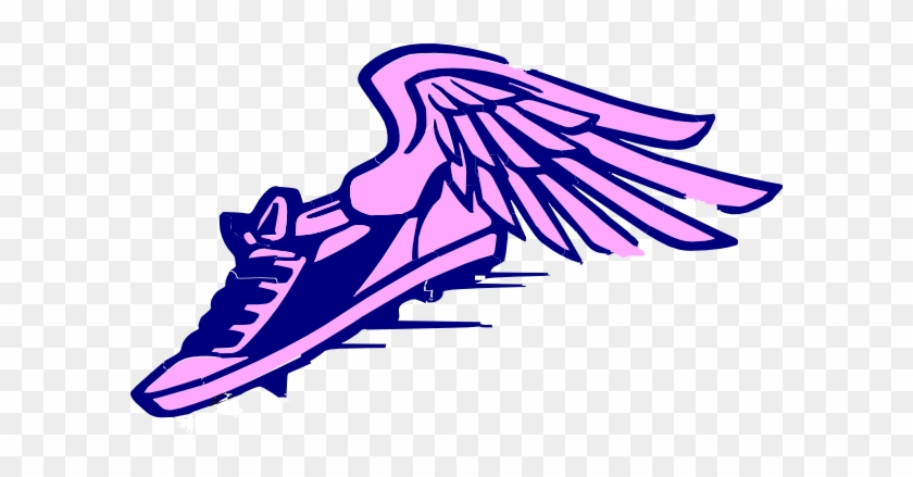 Running Shoe With Wings Clip Art - Track And Field Clipart Blue #395899