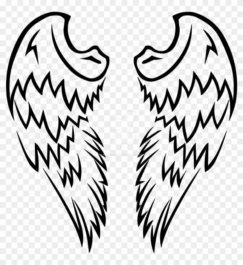 Tribal Angel Wings Tattoo Design By Wearwolfclothing - Easy Angel Wings Tat...