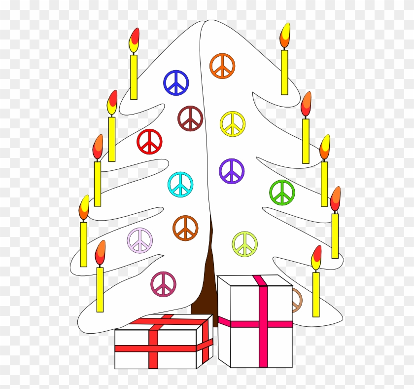 Xmas Christmas Tree Black White Peace Symbol Sign 111px - Peace Sign #396744