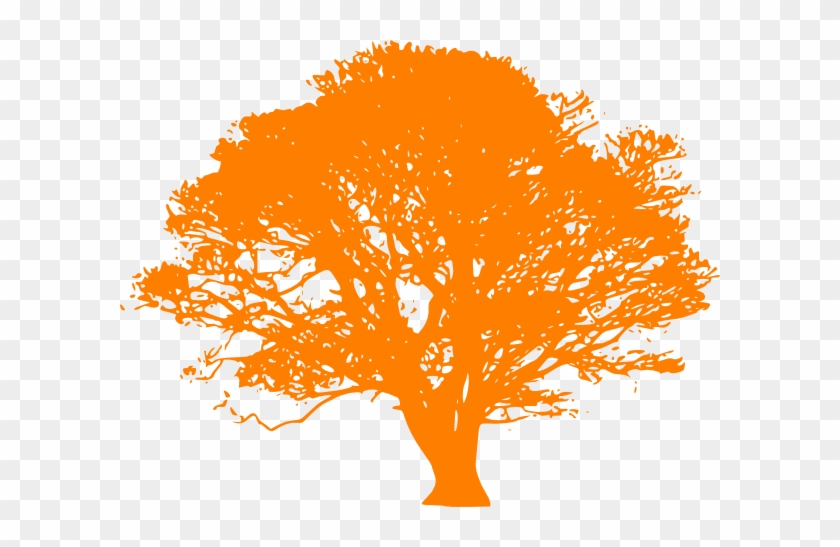 Cartoon Orange Tree - Oak Tree Silhouette Clip Art #396910