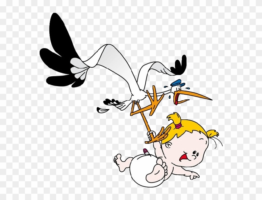 Stork Carrying Baby Girl Clip Art 1358901 - Stork And Baby Funny #397067
