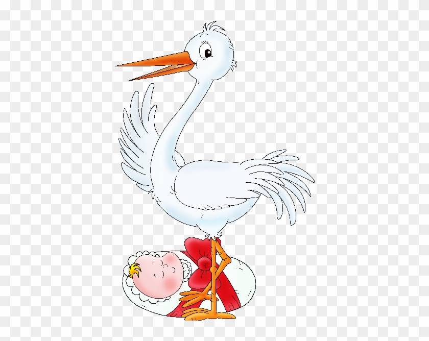 Stork Carrying Baby Girl - Stork #397069