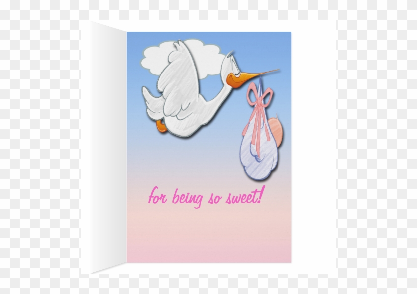 It's A Girl Stork Baby Shower Thank You Card - Es Ist Ein Mädchen-storch, Den Babyparty Ihnen Karte #397089