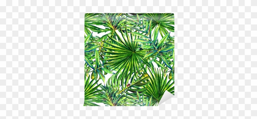 Seamless Floral Pattern With Watercolor Tropical Palm - Watercolor Painting #397117