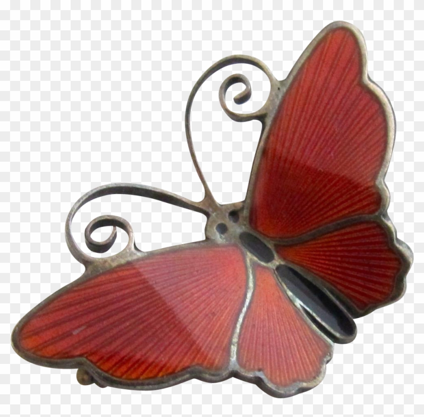 Vintage David Andersen Norway Brick Red Enamel Butterfly - Lycaenid #397201